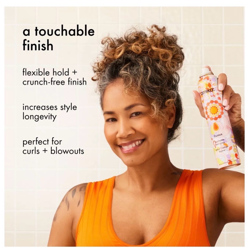 amika Fluxus Touchable Hairspray - Pink, Orange, Yellow - Picture 4 of 4